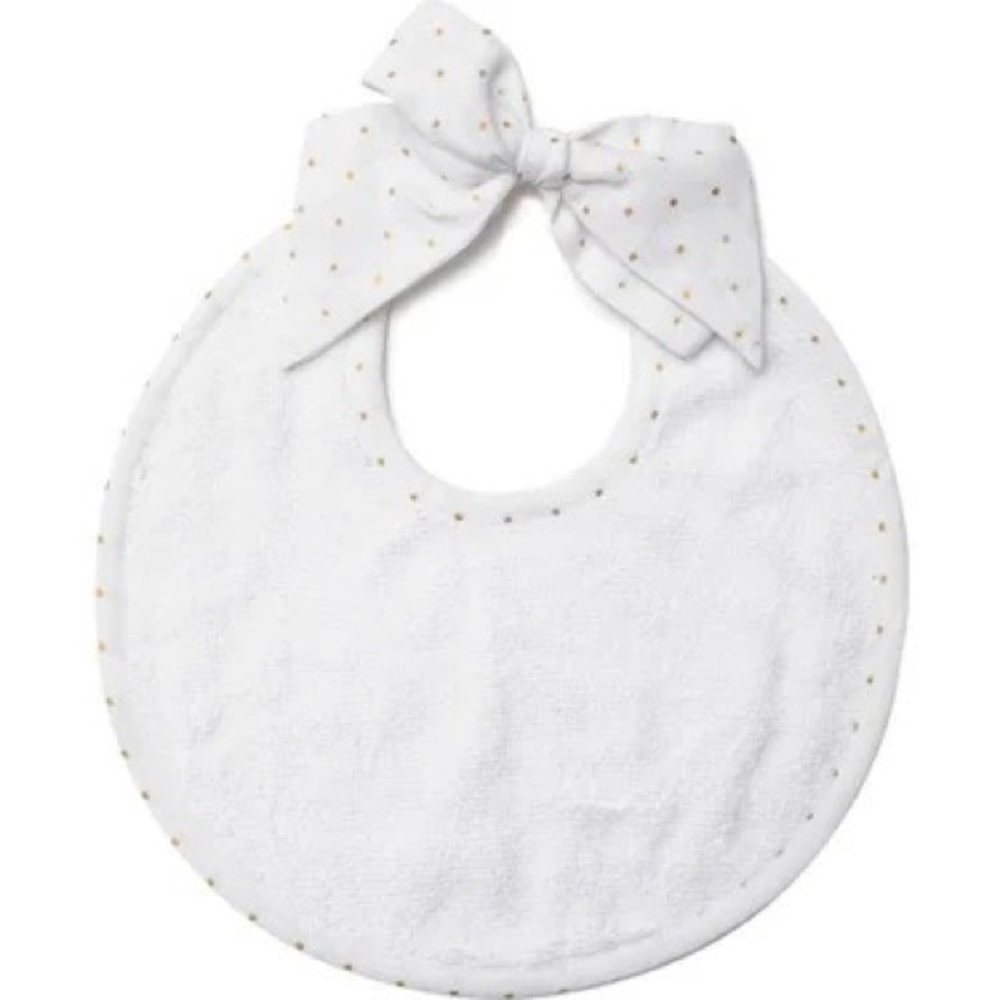 NWT Louelle baby bib, gold dot